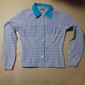 Blue and White Checkered Women's Shirt 90s Street Grunge Style